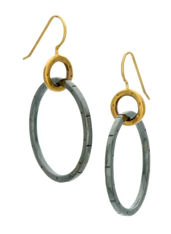 Betsy Hoop Earrings – Oxidized Silver and Gold Vermeil
