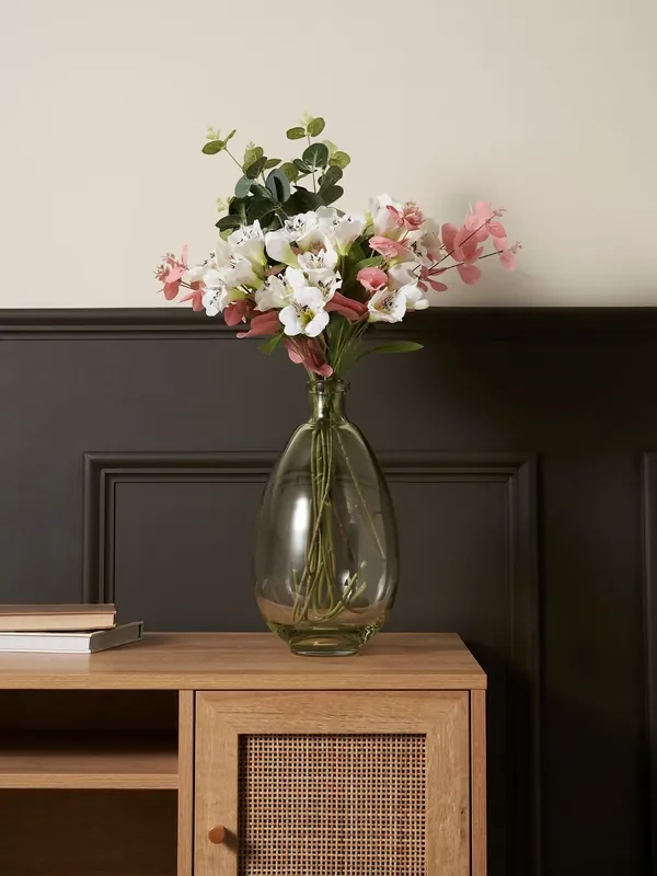 BHS Green Tall Round Glass Vase