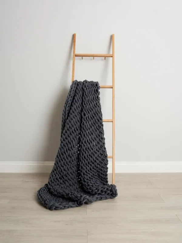 BHS Grey Chunky Cable Knit Throw