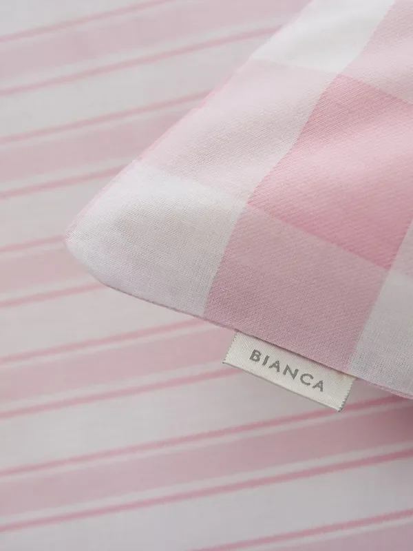 Bianca Pink Cotton Check and Stripe Fitted Sheet