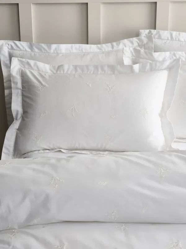Bianca White Lottie Floral Embroidery Cotton Oxford Pillowcase