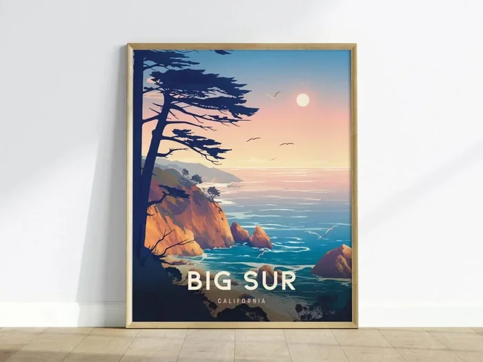 Big Sur Travel Print | California Coastal Nature Wall Art | Framed or Unframed