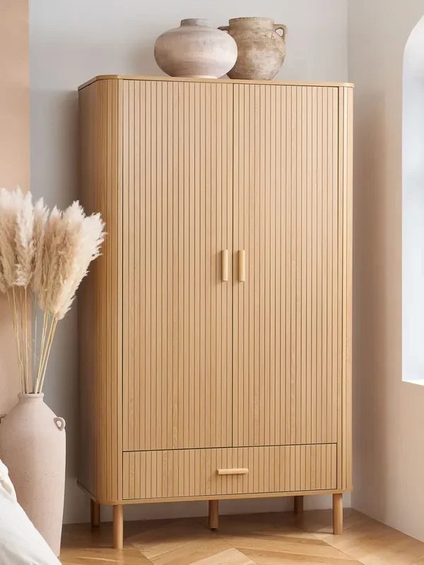 Birlea Brown Axel Double 1 Drawer Fluted Wardrobe