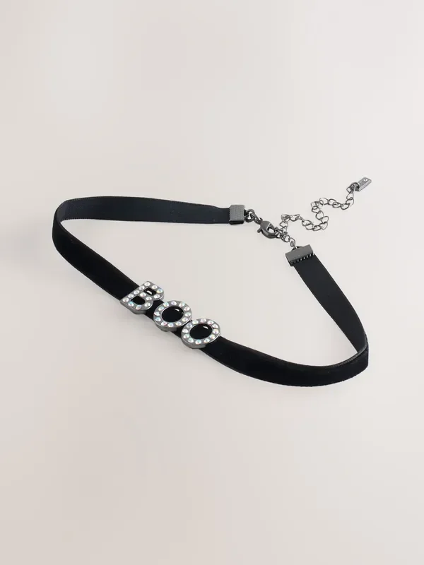 Black Halloween Boo Choker Necklace