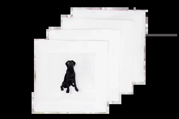 Black Lab Embroidered Cocktail Napkins