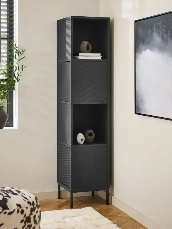 Black Marlow Oak Effect Corner Bookcase