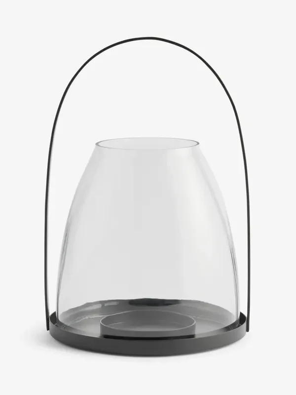 Black Metal Curved Handle Lantern Medium