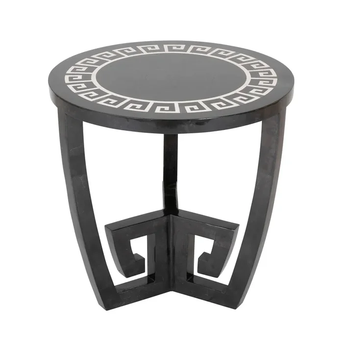 Black Round Table with Tessellated Marble