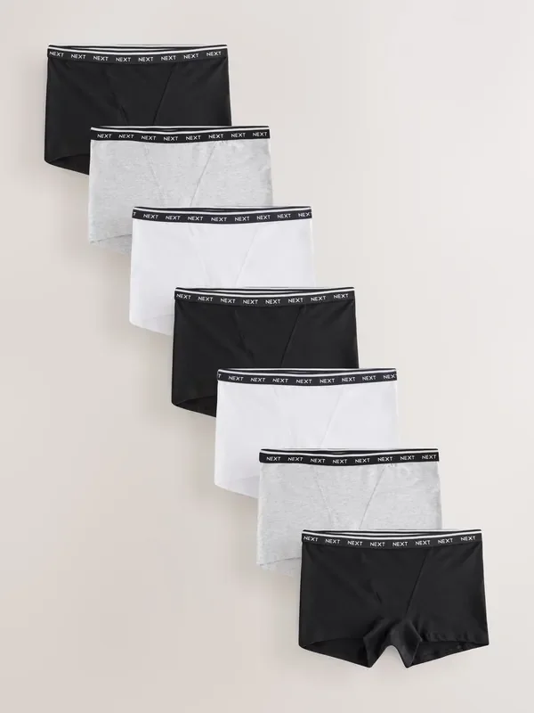 Black/White Boyshort Cotton Logo Knickers 7 Pack