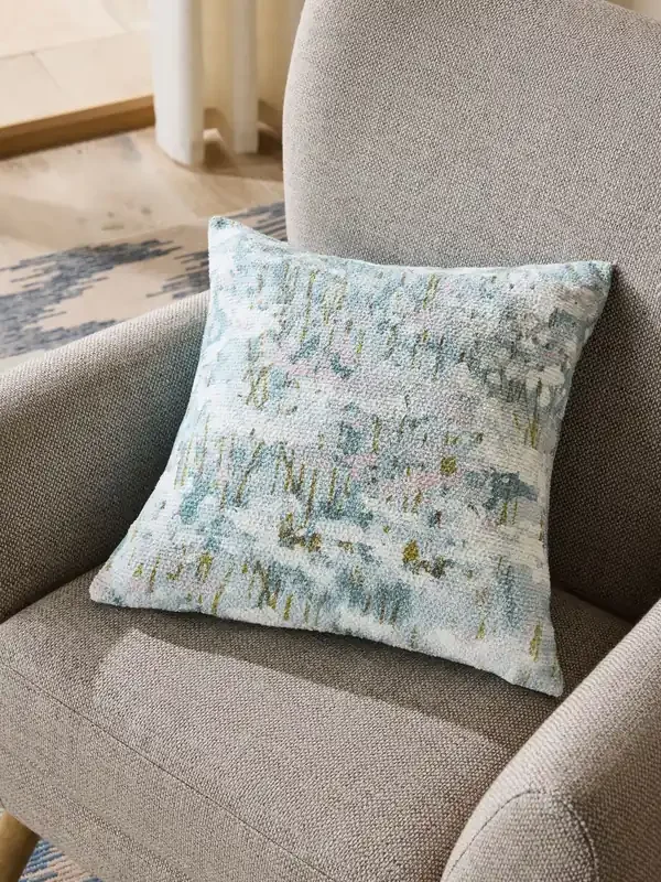 Blue 50 x 50cm Renew Abstract Floral Print Cushion