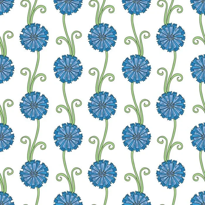 Blue flower stems