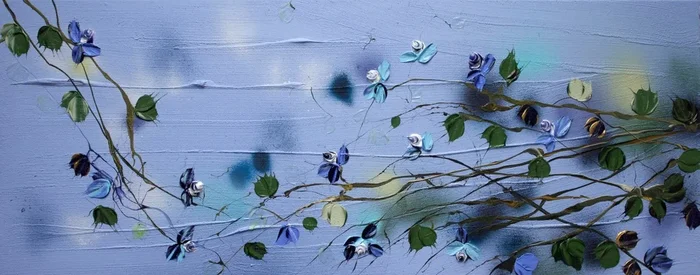 “Blue Spring” (2024) Acrylic painting by Anastassia Skopp