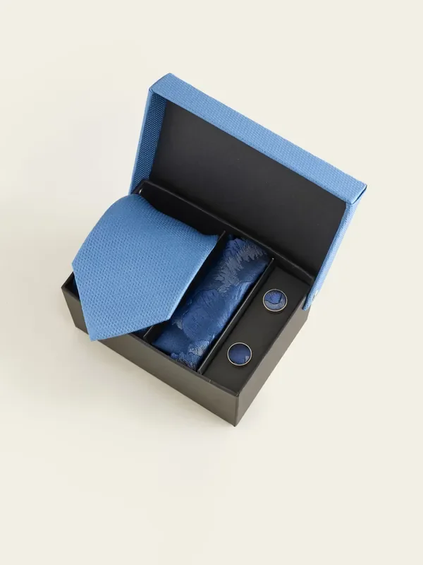 Blue Tie, Pocket Square and Cufflink Gift Box