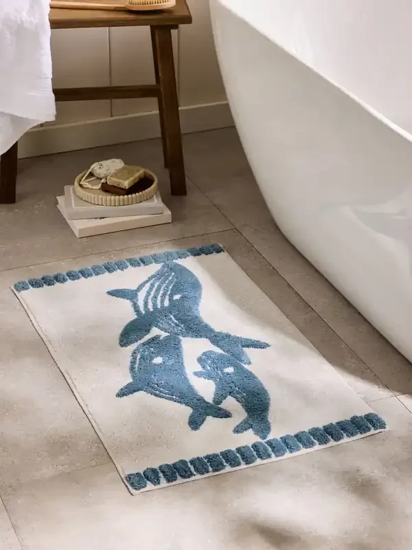 Blue Whale 100% Cotton Bath Mat