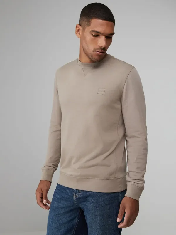 BOSS Brown Westart Crew Neck Logo Sweatshirt