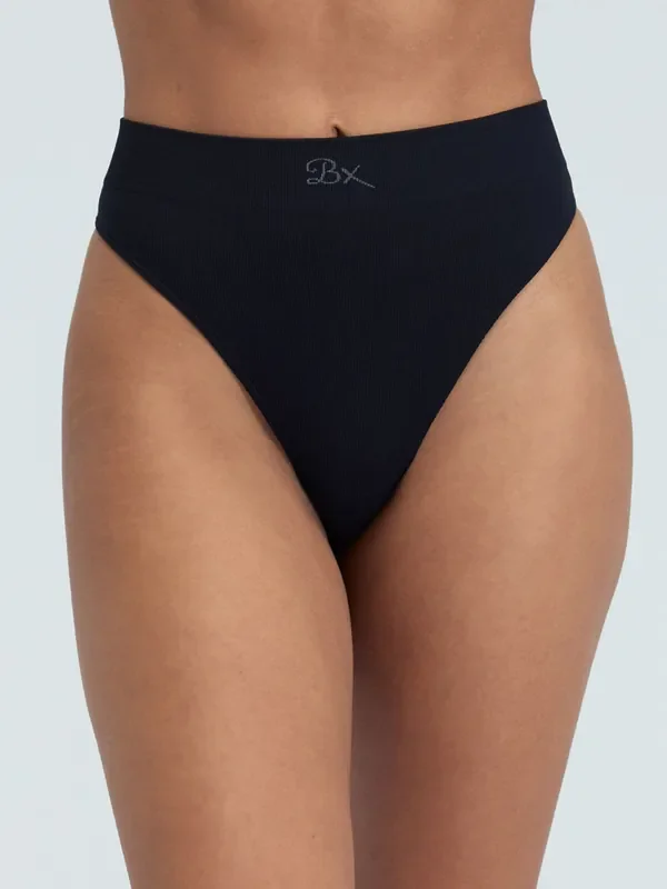 Boux Avenue Black Rib Seamless Thong