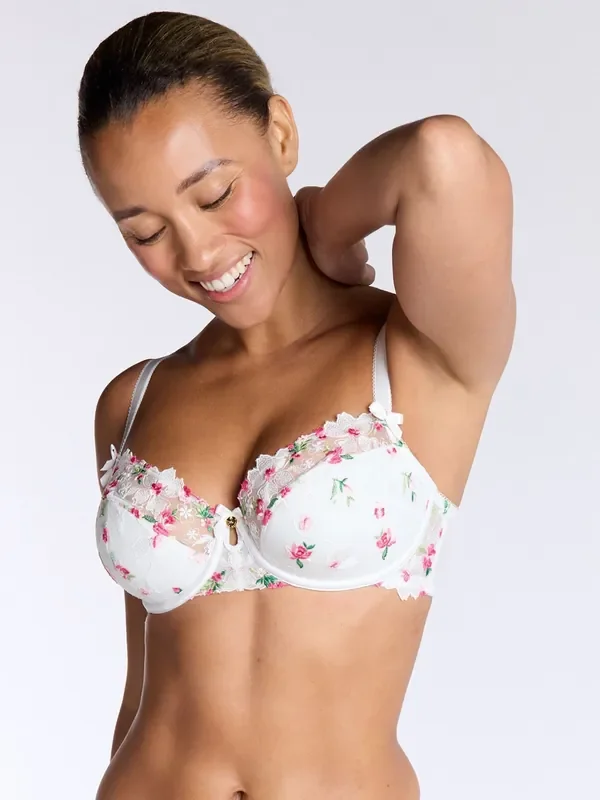 Boux Avenue Blossom Floral Print Balconette White Bra