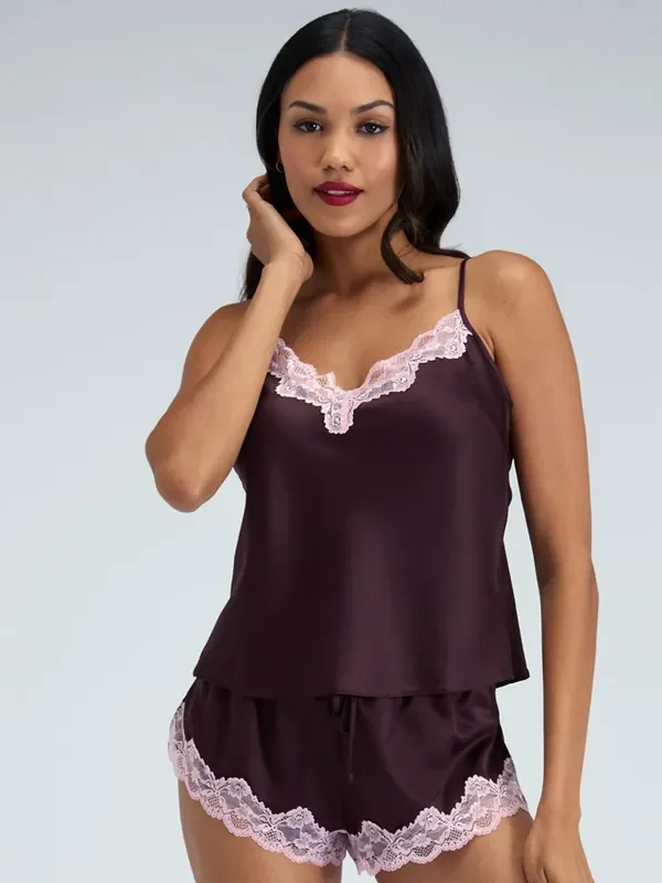 Boux Avenue Purple Cami Shorts Amelia Satin Set
