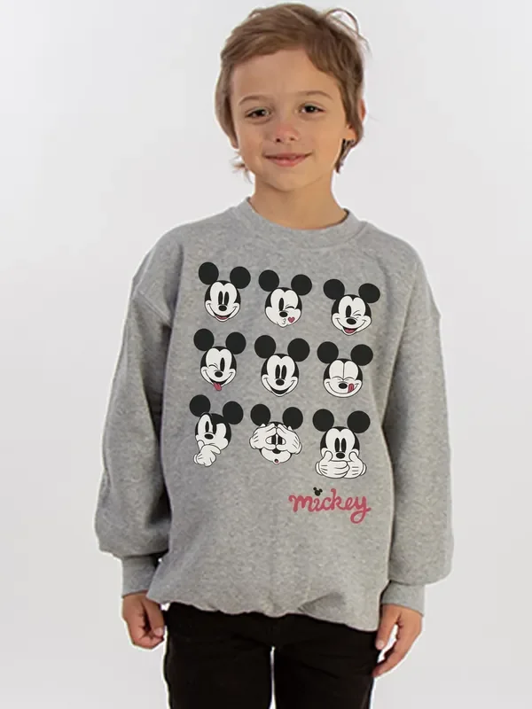 Brands In Grey Boys Disney Mickey Mouse Many Faces Sweatshirt