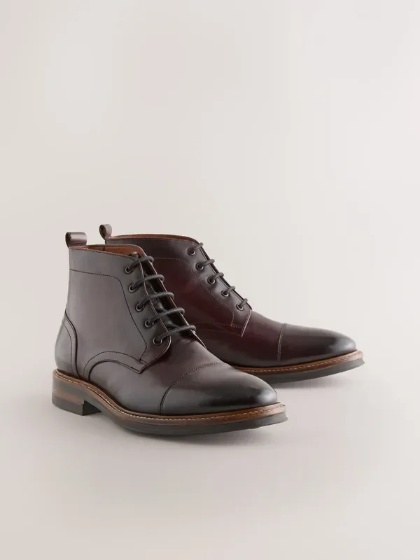 Burgundy Red Toecap Leather Boots