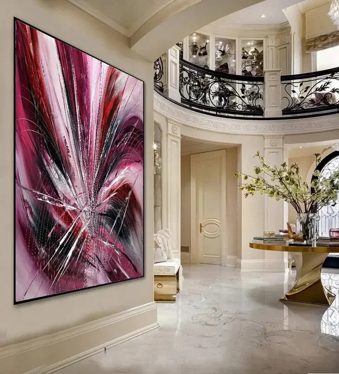 Buy original Oil Paintings – Canvas, Contemporary Abstract Painting Large Modern Art – Pink Passion