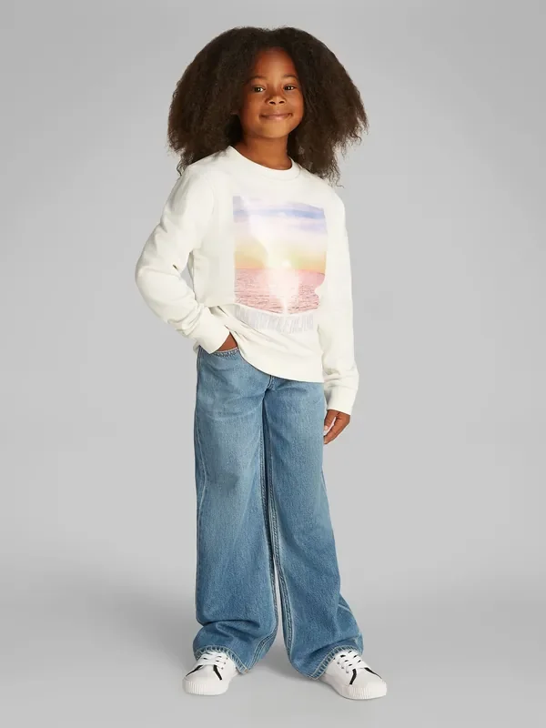 Calvin Klein Brown 100% Cotton Sunset Graphic Terry Sweatshirt