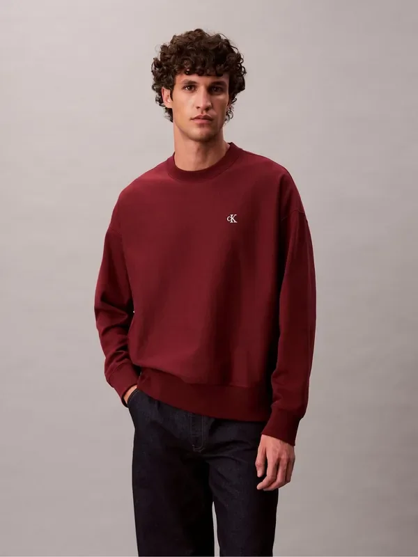 Calvin Klein Red Premium Fleece Relaxed Sweatshirt