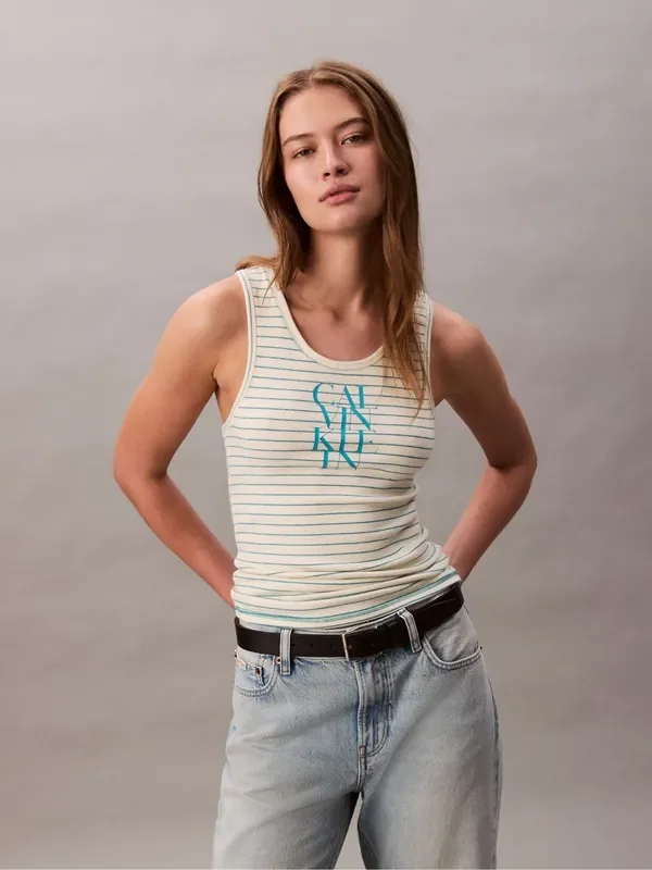 Calvin Klein Yellow Rib Stripe Tank Top