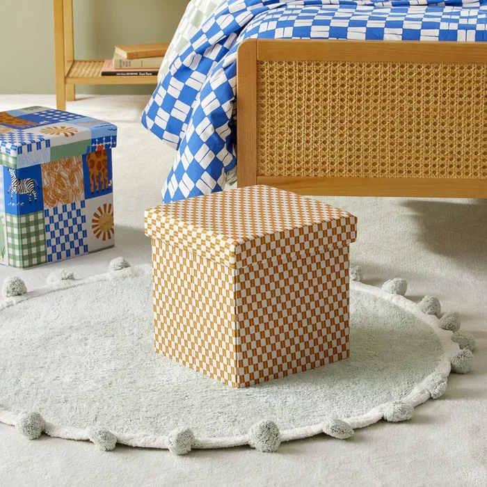 Caramel Check Printed Storage Box