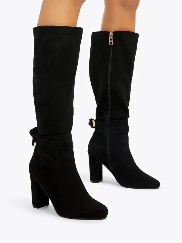 Carvela Black Tempt High Leg Wide Fit Boots