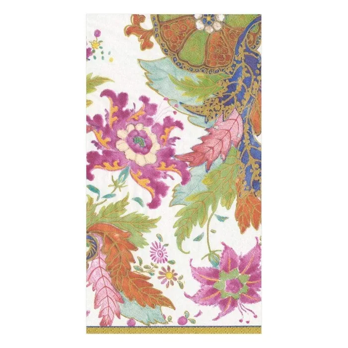 Caspari Tobacco Leaf Paper Guest Towel Napkins, Ivory