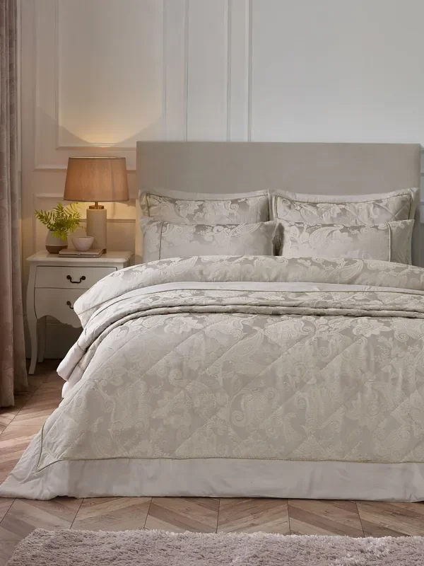 Catherine Lansfield Champagne Gold Opulent Jacquard Bedspread