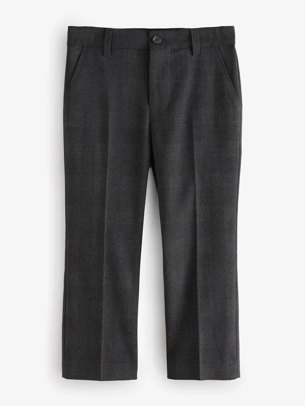 Charcoal Grey Check Suit Trousers