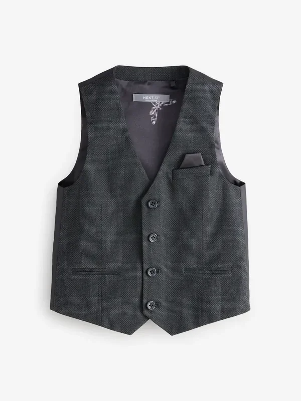 Charcoal Grey Check Waistcoat