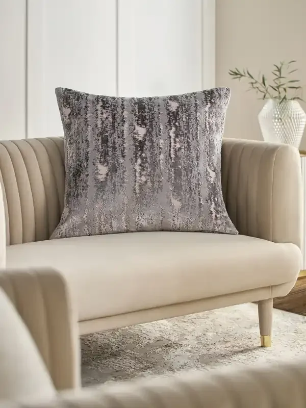 Charcoal Grey Collection Luxe 59 x 59cm Fem Chic Velvet Abstract Cushion