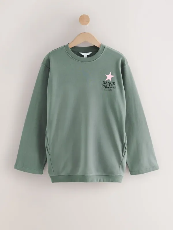 Charcoal Grey Cotton Rich Graphic LA Dance Studios Longsleeve Crewneck Sweatshirt