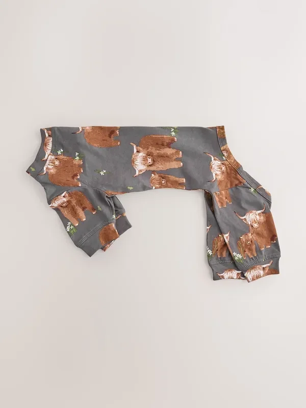 Charcoal Grey Hamish the Highland Cow Dog Pyjamas