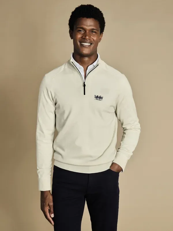 Charles Tyrwhitt Pink The Lions Performance Zip Neck Sweater