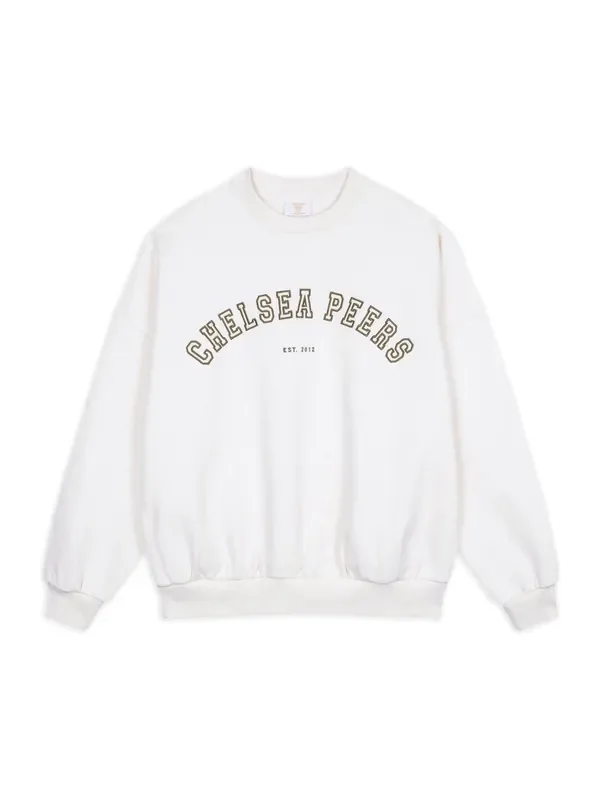 Chelsea Peers White 100% Cotton Embroidered Logo Sweatshirt