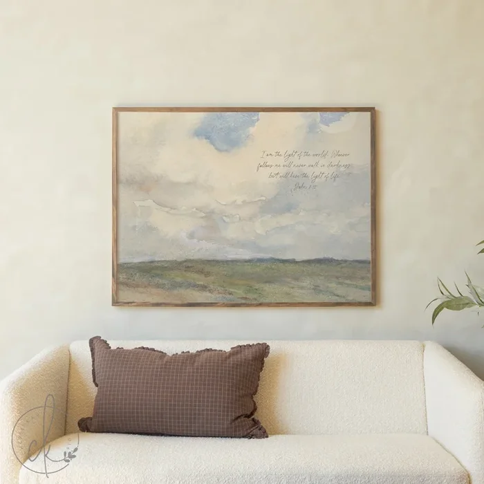 Christian Wall Decor | Framed Canvas Art | John 8:12 | N72