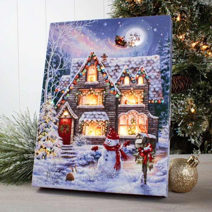 Christmas House 8×6 Lighted Tabletop Canvas