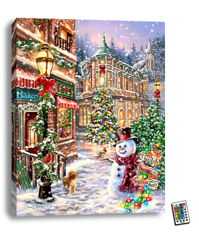 Christmas Lane 18×24 Fully Illuminated LED Wall Art