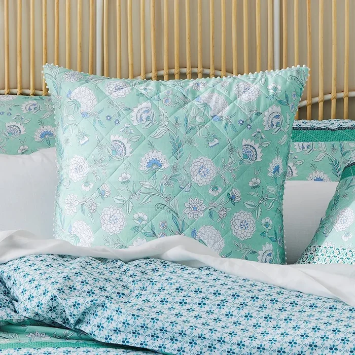 Clara Quilted Turquoise Pillowcase