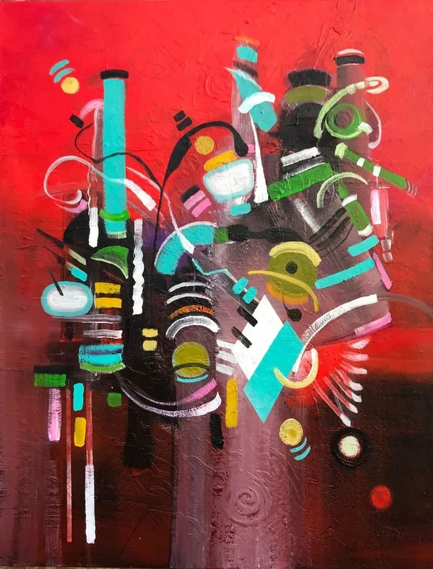 “ Composition N:11” Abstract , Acrylic Painting (2018) Acrylic painting by Mo Tuncay