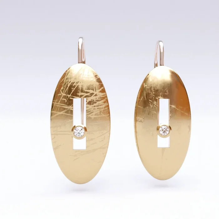 Contemporary Oval Diamond Earrings – Yellow Gold