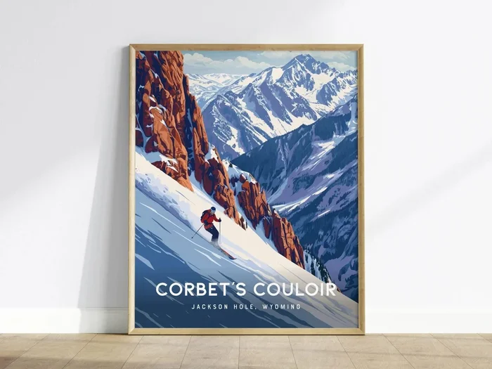 Corbet’s Couloir Ski Poster | Jackson Hole Wyoming Wall Art | Framed or Unframed