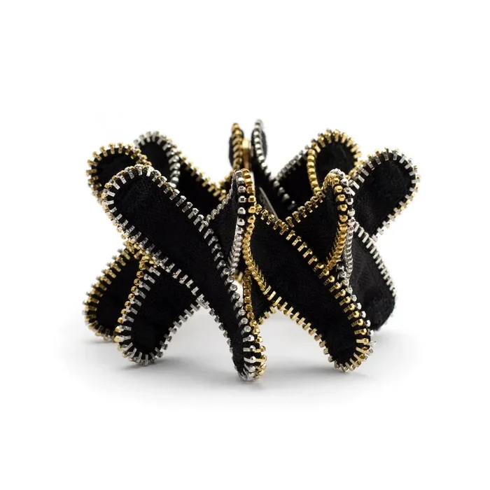 Criss-Cross Zipper Bracelet – Gold & Silver Finish