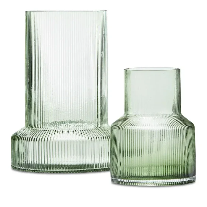 Cubist Green Glass Vase