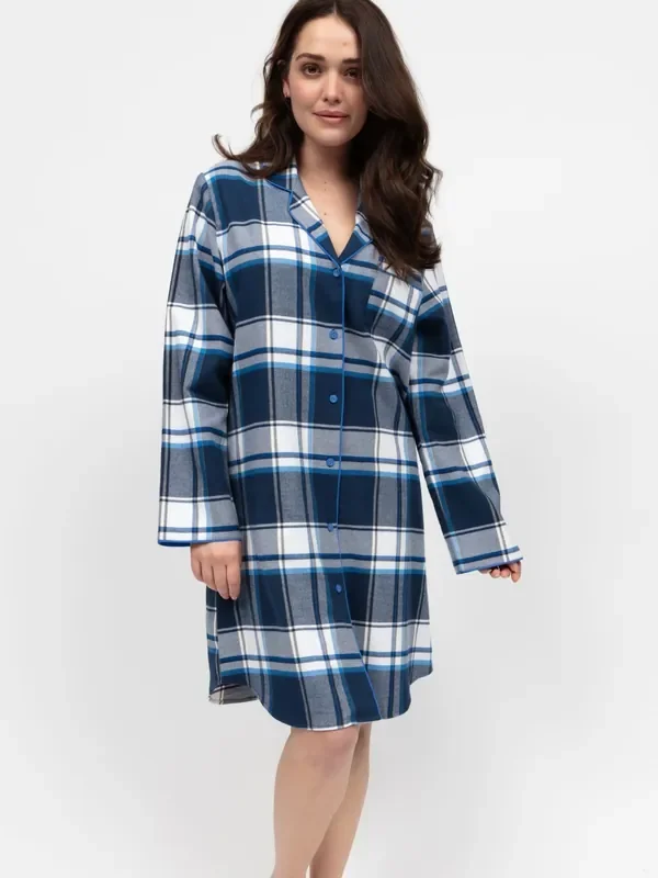 Cyberjammies Blue Long Sleeve Check Nightshirt