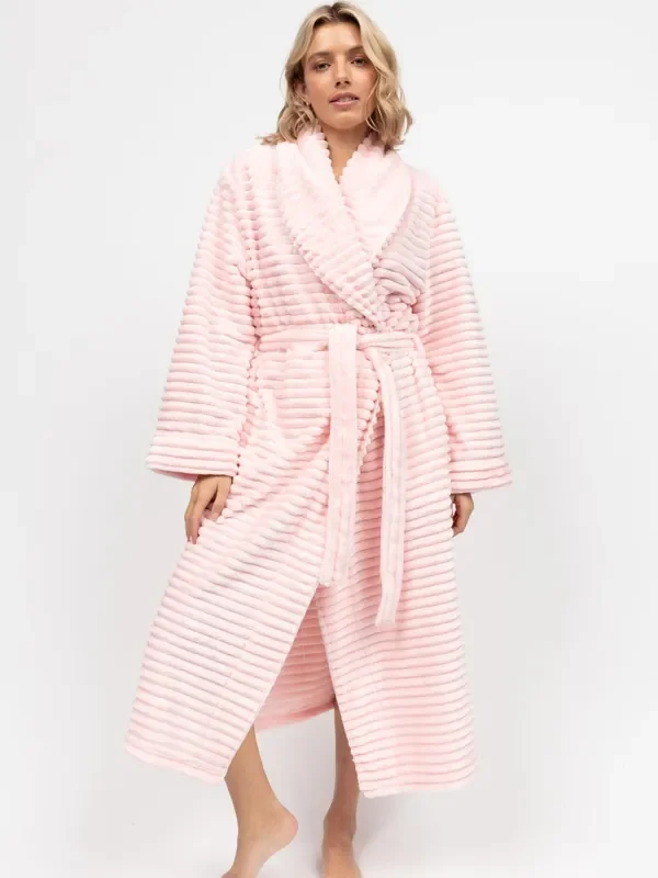 Cyberjammies Pink Striped Sealskin Fleecy Dressing Gown